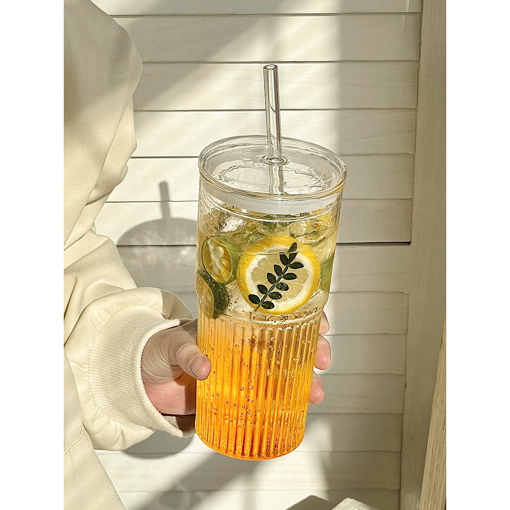 BIG GLASS TUMBLER (600 ML) /Gelas Tumbler Kaca Estetik/Gelas Tumbler Korea Style/Gelas Tumbler Home 