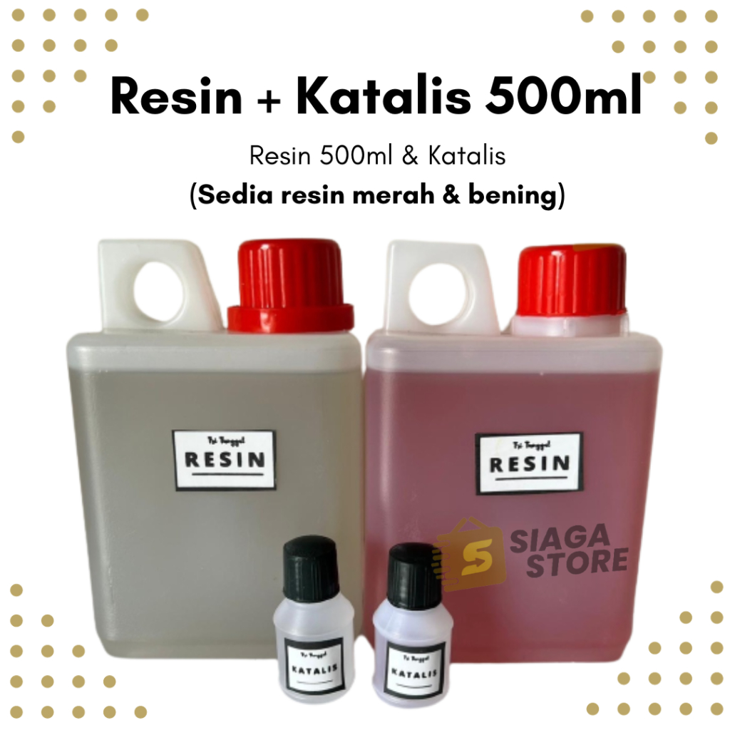 

RESIN 500 gram + Katalis Bening Merah Recine Resine Fiberglass Mika Akrilik DIY Catalyst Catalis