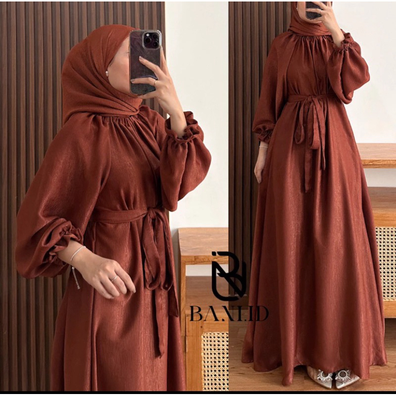 SANDRINA SET DRESS (FREE HIJAB) | DRESS SHIMMER | KAFTAN SILK SHIMMER