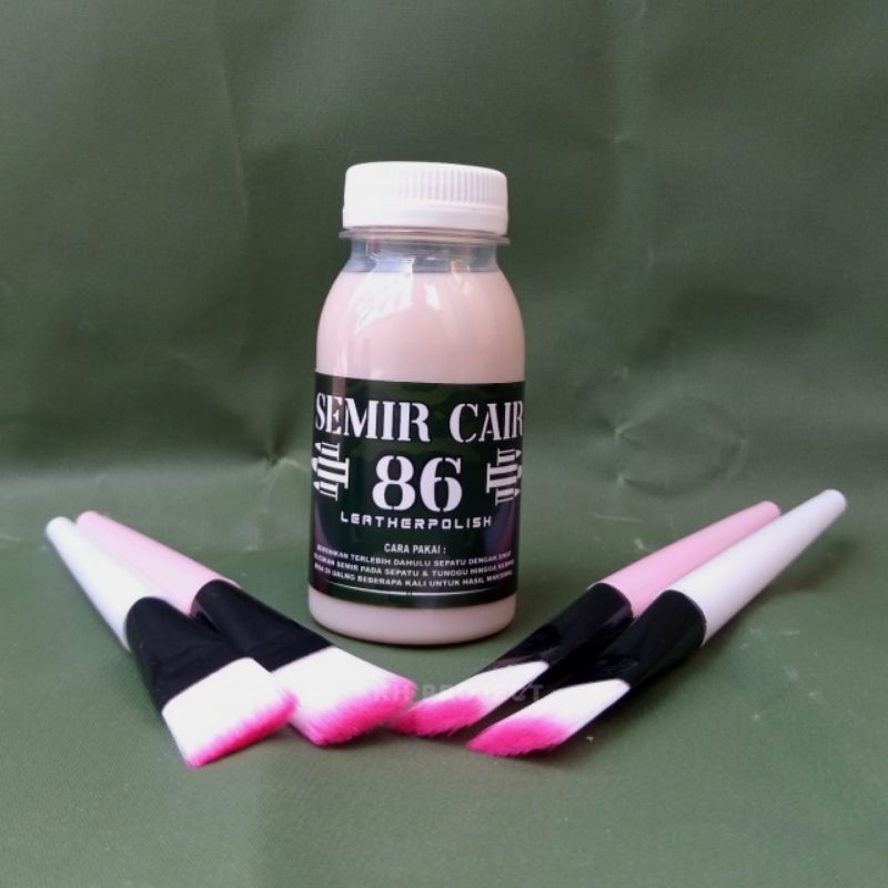 Semir Sepatu Kulit 86 Semir Cair Netral 80ml Gratis Kuas