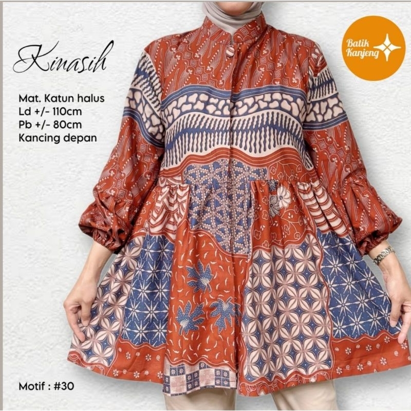 Blouse Batik Atasan Kerja | Blouse Batik Kerja Lengan Balon