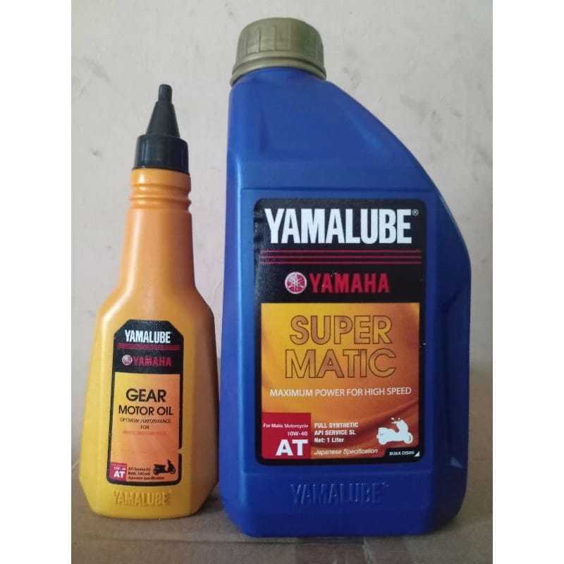 PAKET [ 2 PCS ] - Oli Mesin 100% Original YAMALUBE SUPER MATIC SAE [ 10W-40 ] 1L 1000ML & Oli Gardan