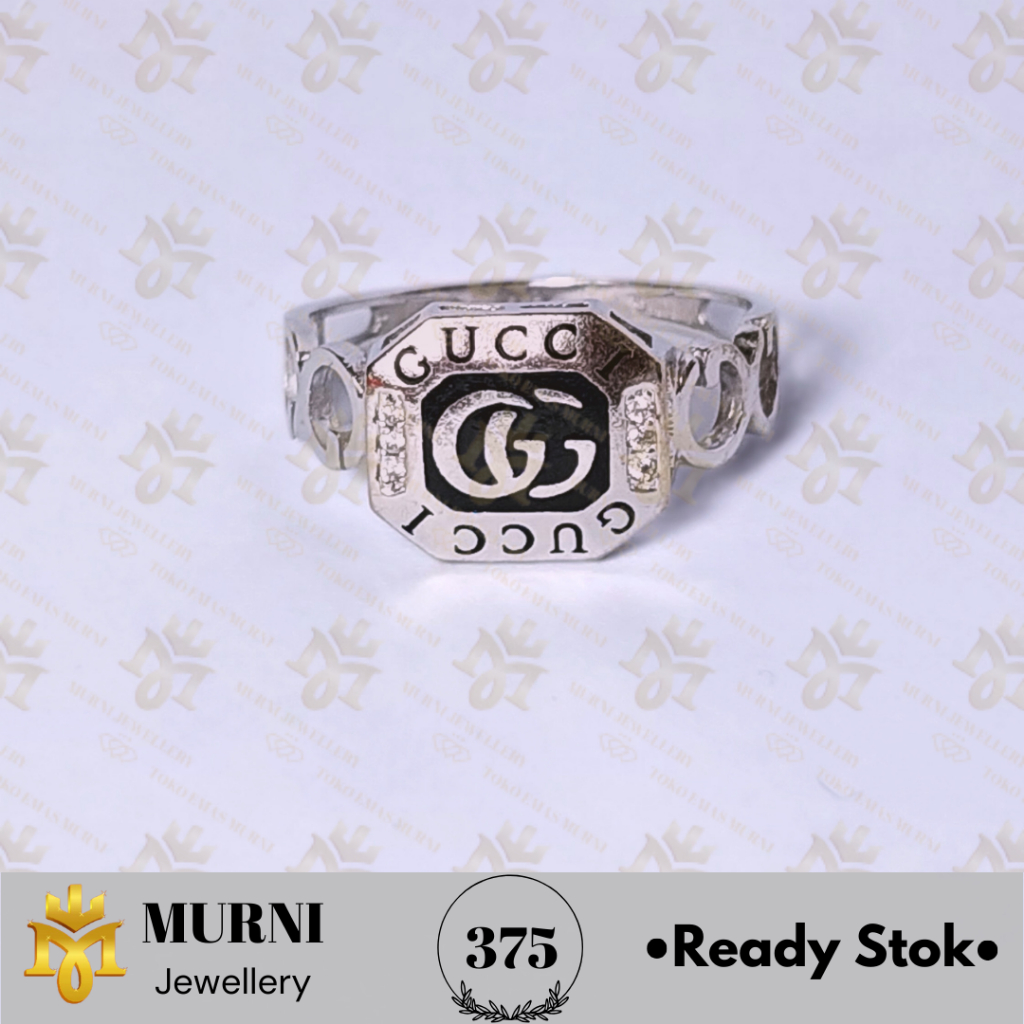 Cincin Emas Muda Putih Asli 8K/375 Model Gucci - Toko Emas Murni