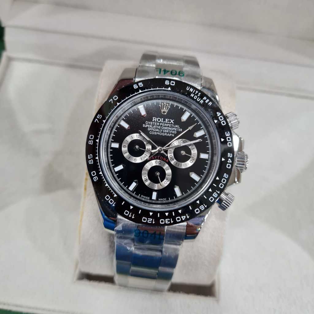 Jam Tangan Rolex Daytona Silver Automatic Ceramic Chrono