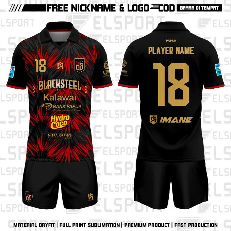 Jersey Futsal Blacksteel Manokwari Terbaru 2025 Gratis Pasang Nama & No Punggung