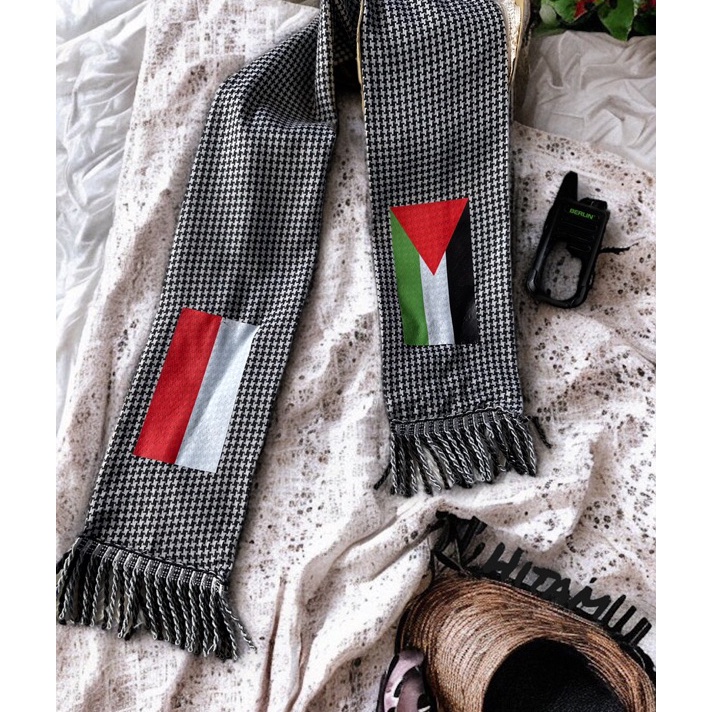 SWLY5611 (COD )NEW_PRODUCT Syal Hitam Putih Save Palestine New