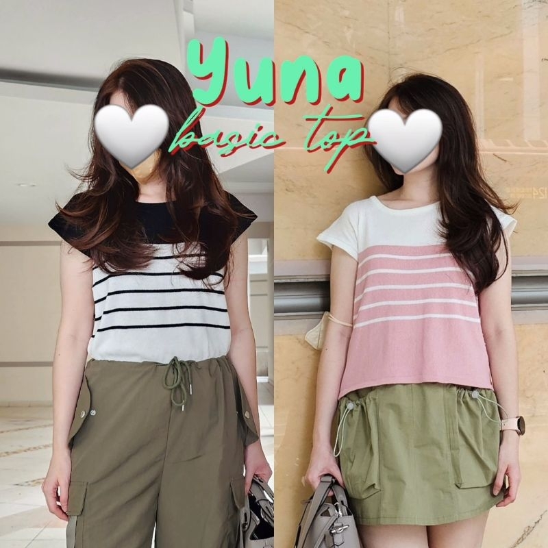 r034 - Yuna basic shirt top knit woman fashion atasan bahan rajut pakaian wanita