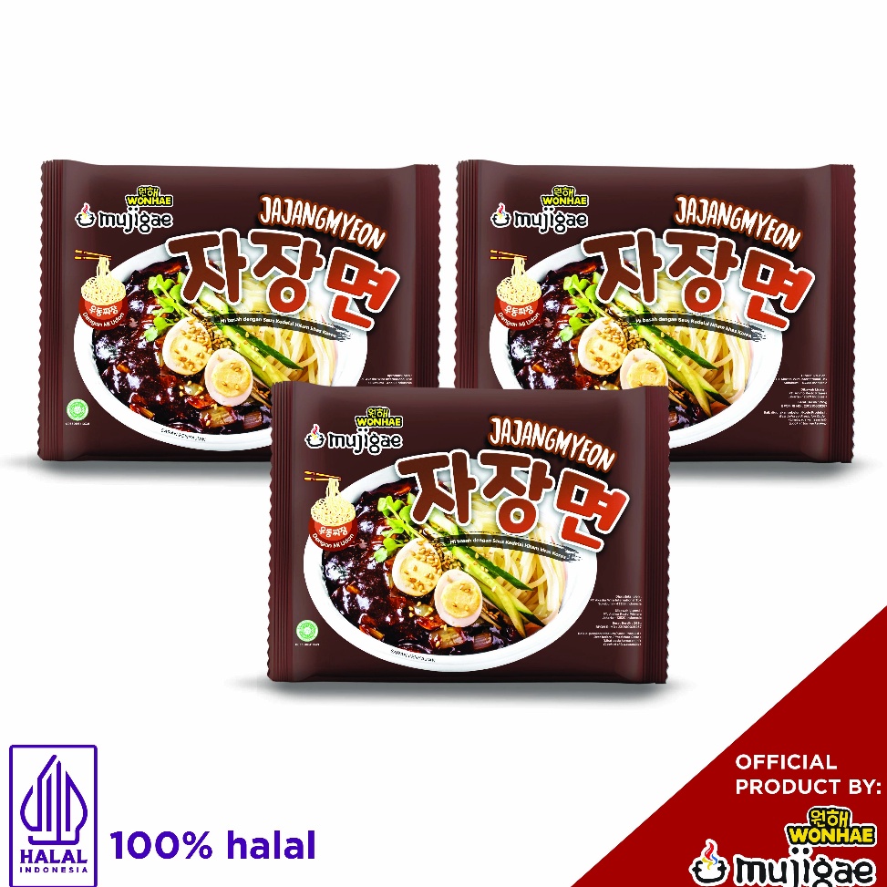 

GROSIR ✅ PAKET ISI 3 - Mujigae by Wonhae Jajangmyeon 265 gr / Mie Saus Pasta Kedelai Hitam Korea / Jjajjangmyeon / JJajangmyeon / Jjangmyun / Makanan Korea Instan Halal