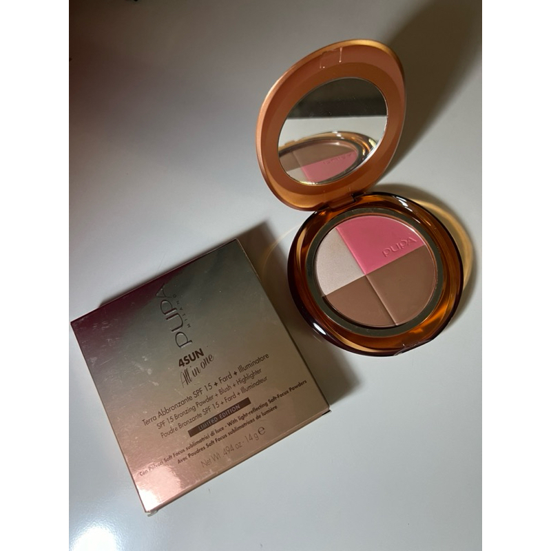 PUPA MILANO - 4SUN All in One Compact Bronzing Powder + Blush + Highlighter 003 Sunny Rose