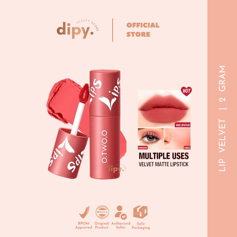 【BPOM 】O.TWO.O - Velvet Matte Liptint Lip & Cheek Mud Lipgloss Pewarna Pelembab Bibir Natural High P
