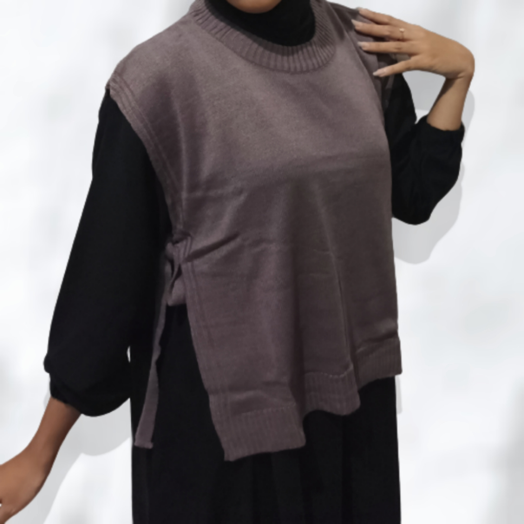 Rompi Rajut Andin Vest Knit Tali Samping Atasan Rajut Wanita