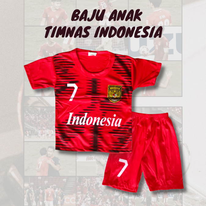 BAJU TIMNAS UKURAN ANAK 1-6 TAHUN / JERSEY ANAK / TIMNAS INDONESIA