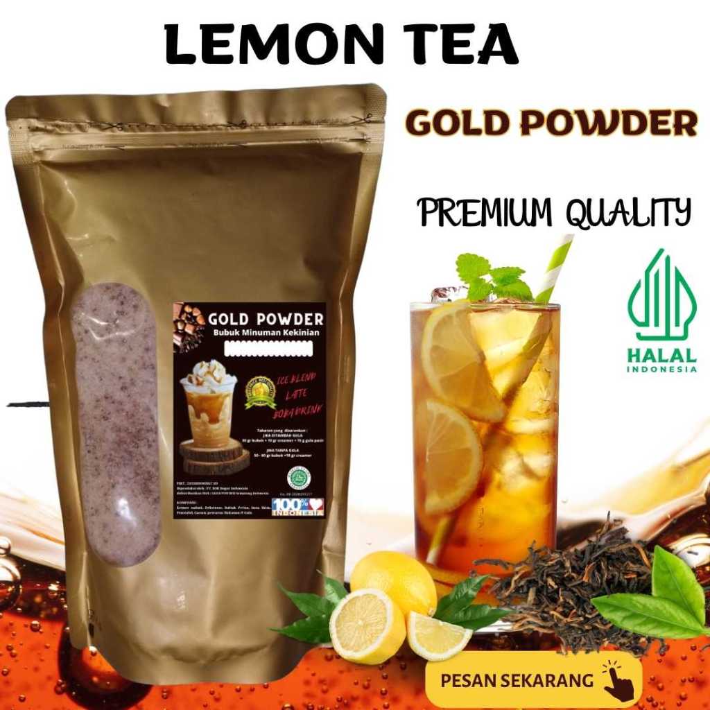 

GOLD Powder 1 Kg RASA LEMONTEA bubuk minuman premium / LEMON TEA / LEMONTI / Minuman Bubuk Instan /serbuk minuman kekinian / Boba Powder Drink / Bubuk Boba / Bubuk Aneka rasa / powder drink / Bubuk Es Teh Aneka Rasa / Semarang / Jawa Tengah Halal HALAL