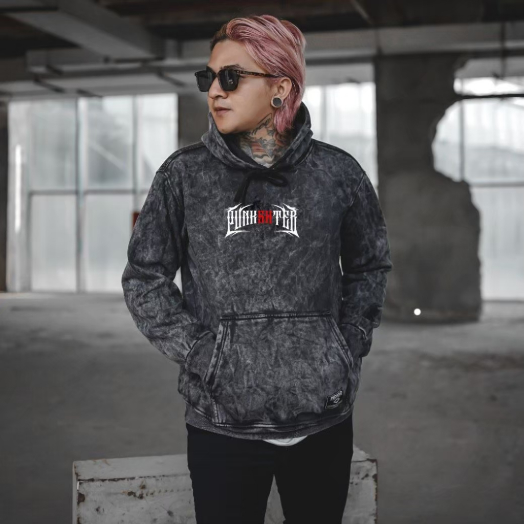 Hoodie washing punkshter sandwash pria