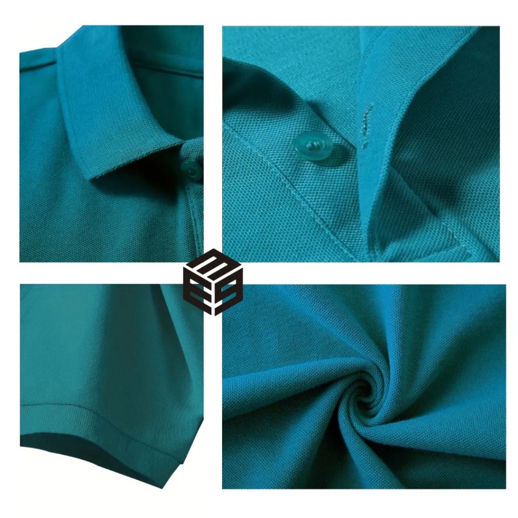 QH E39Fashion - Kaos Polo Shirt Hijau Tosca Lengan Panjang / Kaos kerah Polos Panjang Toska