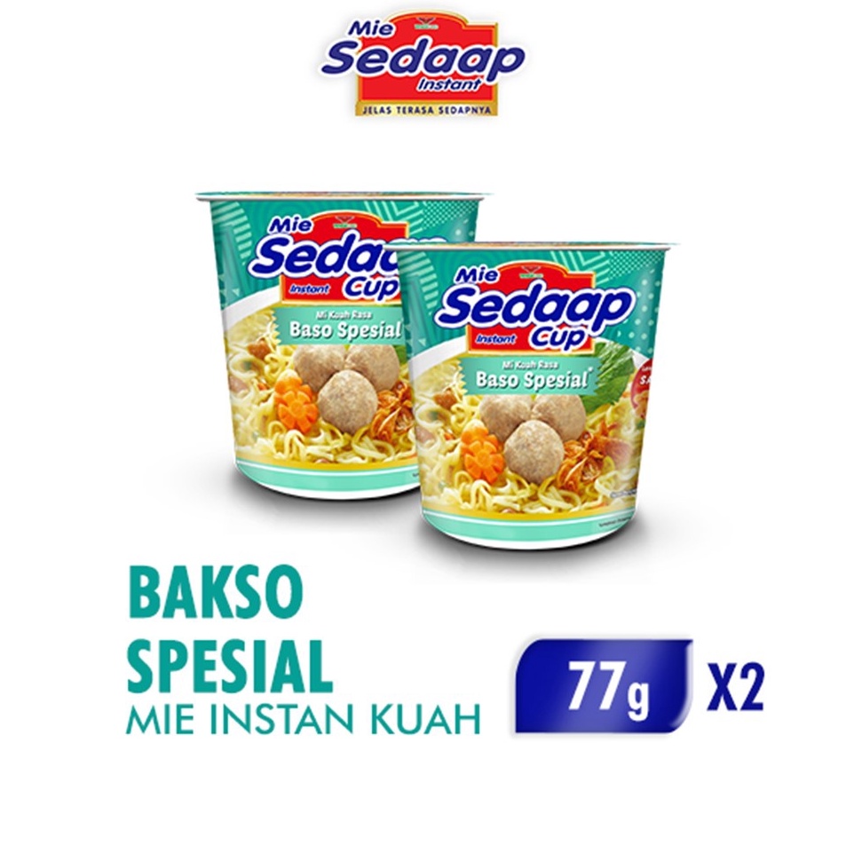 

Sedaap Mie Instan Cup Bakso Spesial 77 gr x2