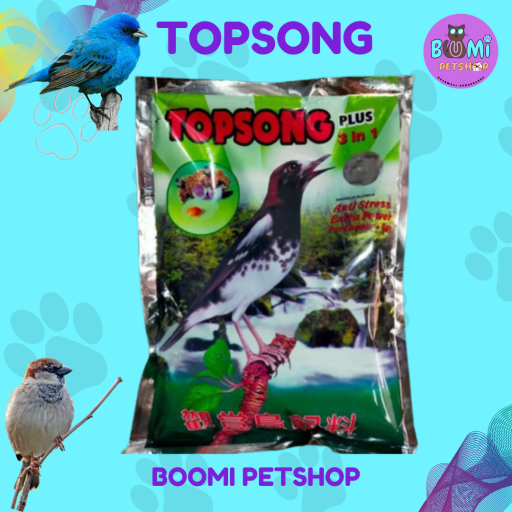 Topsong Makanan Burung Kicau Pakan Burung Murai, Cucak Ijo, Jalak dll Topsong Madu & Rumput Laut