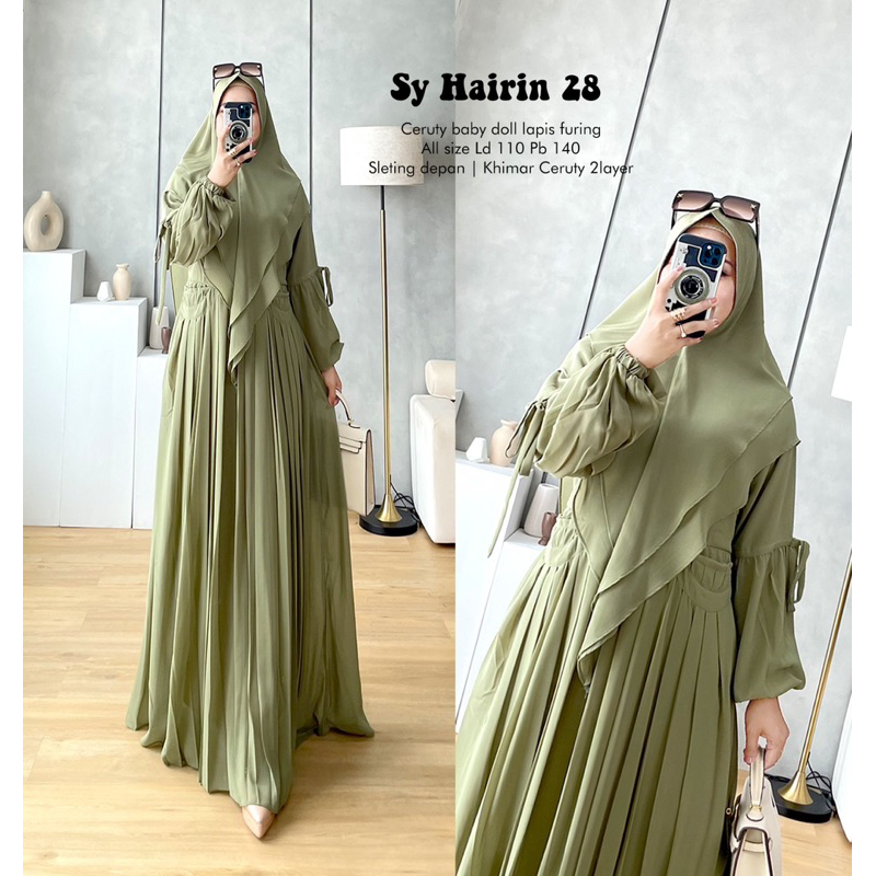 SALE Humaira99 Gamis syari set khimar syari Hairin polos 28