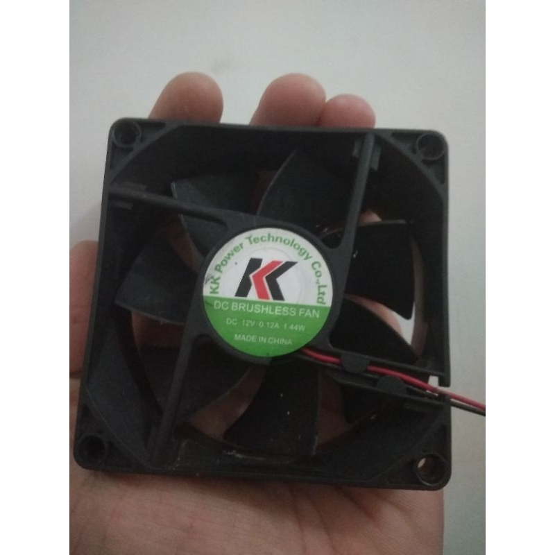 fan 12v 12 volt dc 8x8 cm bekas rpm rendah