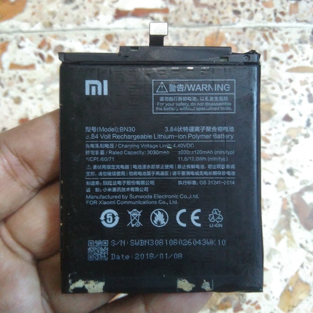 Baterai Original Xiaomi Redmi 4A Batrei Redmi 4A Baterai BN30 Redmi 4A Original Copotan Batre Batera