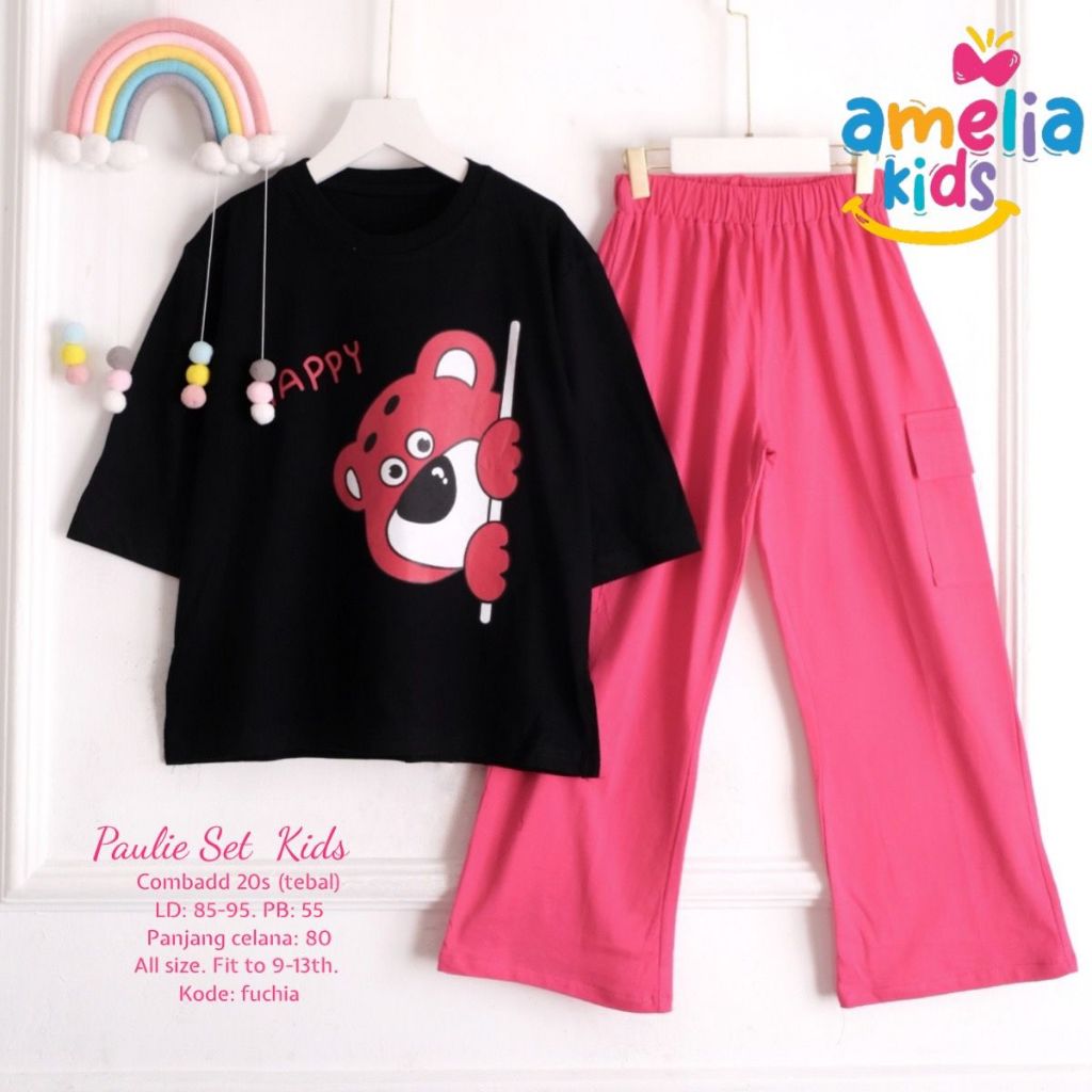 ONESET ANAK PEREMPUAN KATIN COMBED MOTIF LOTSO // PAULIE SET KIDS BY AMELIA KIDS // SETELAN  BAJU AN