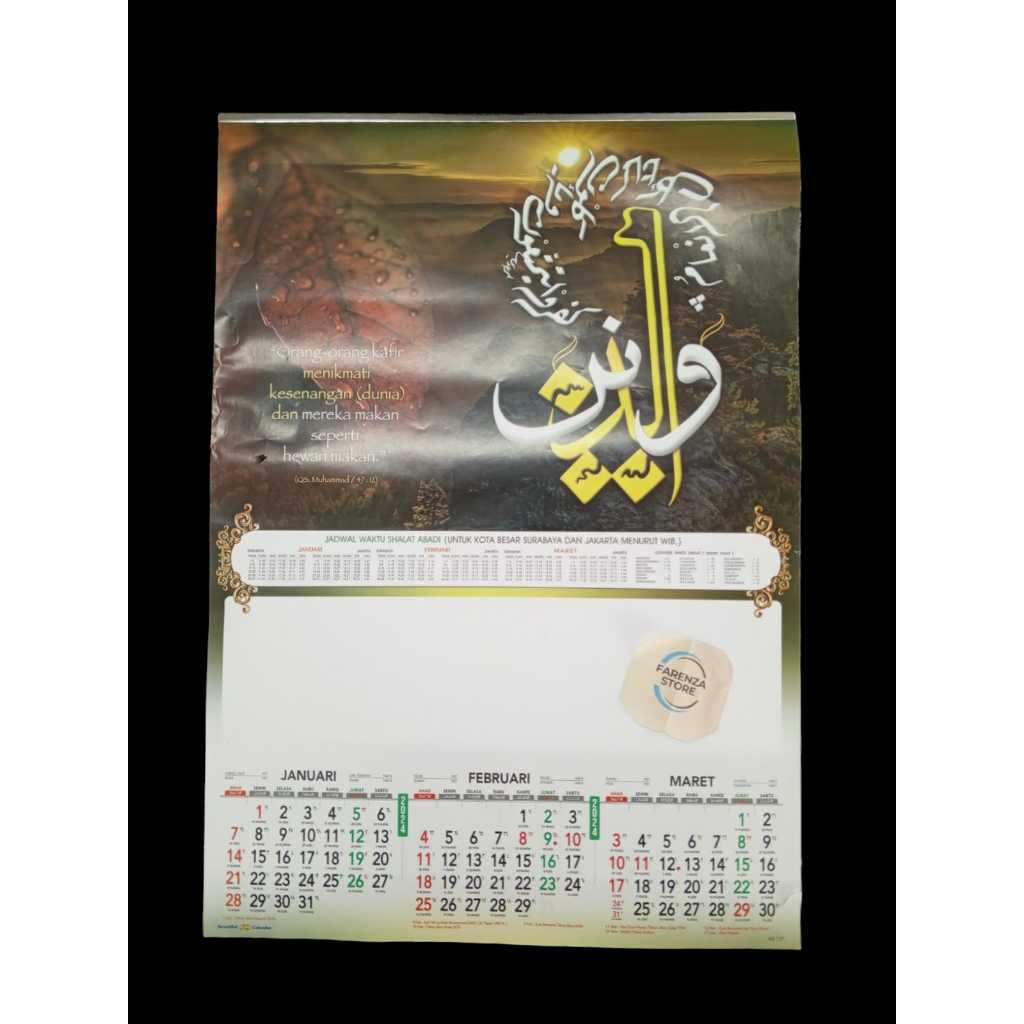 

Kalender Dinding Triwulan 2024 Kaligrafi AO 139