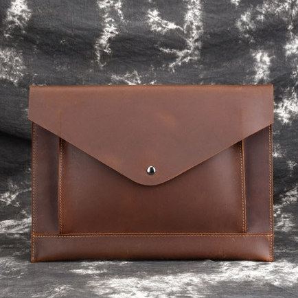 Tas Clutch Pria Amplop Tas Ipad Kasual Retro Kulit Asli Garut