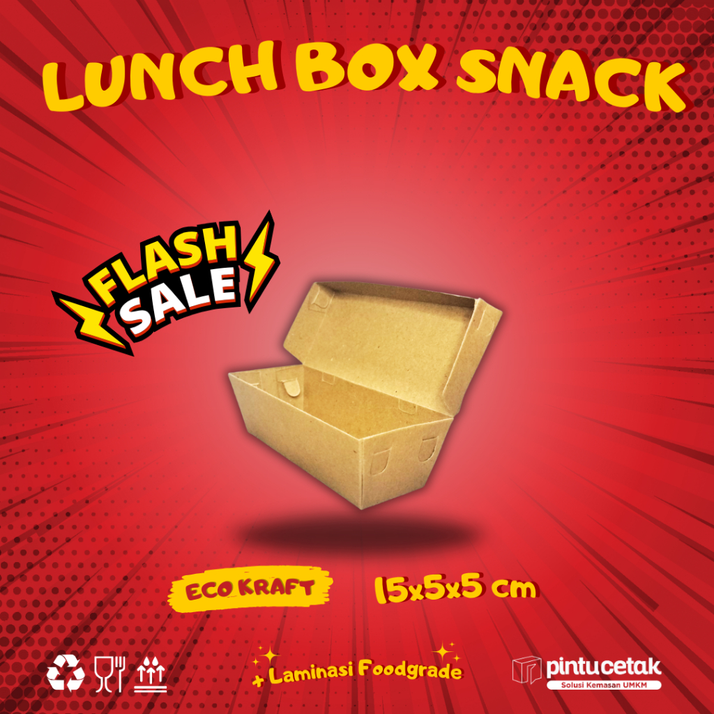LUNCH BOX SNACK, MIN ORDER KELIPATAN 50 PCS, TERMURAH. Lunch Box Paper Kraft Dupleks Ivory, Paper Lu