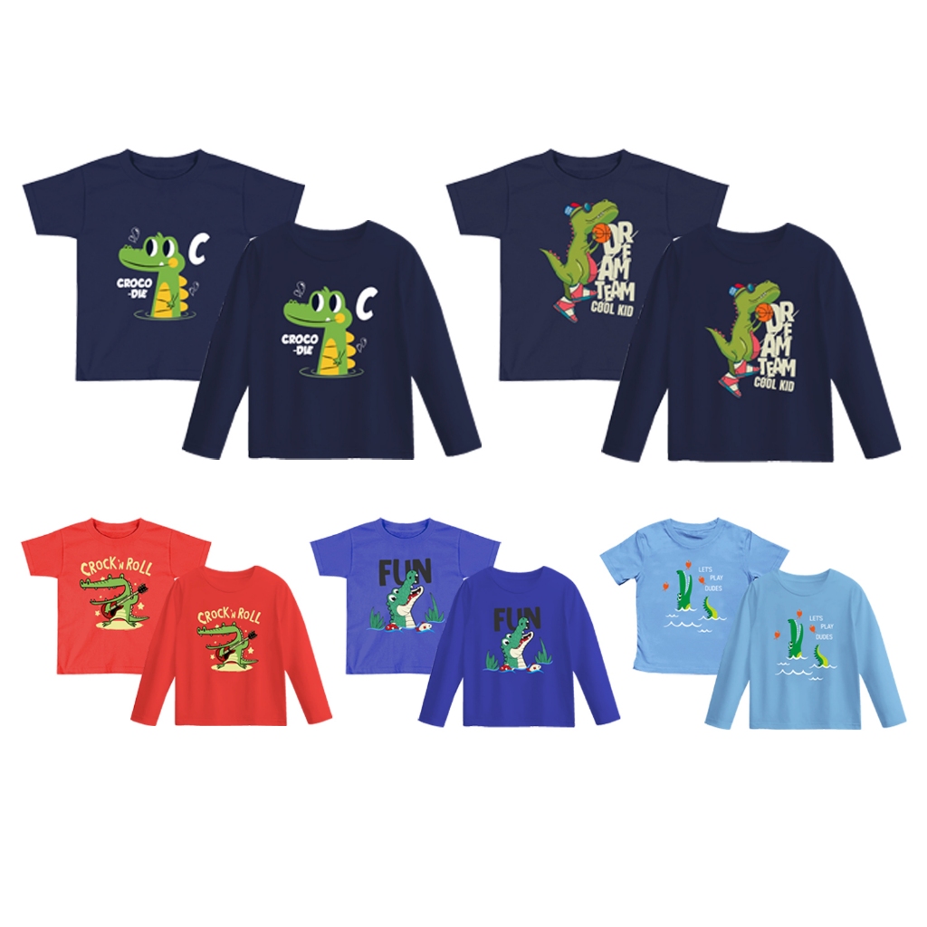 Kaos Anak Lengan Pendek Lengan Panjang / Baju Distro Anak Perempuan & Laki-laki Cotton Combed 24S Co