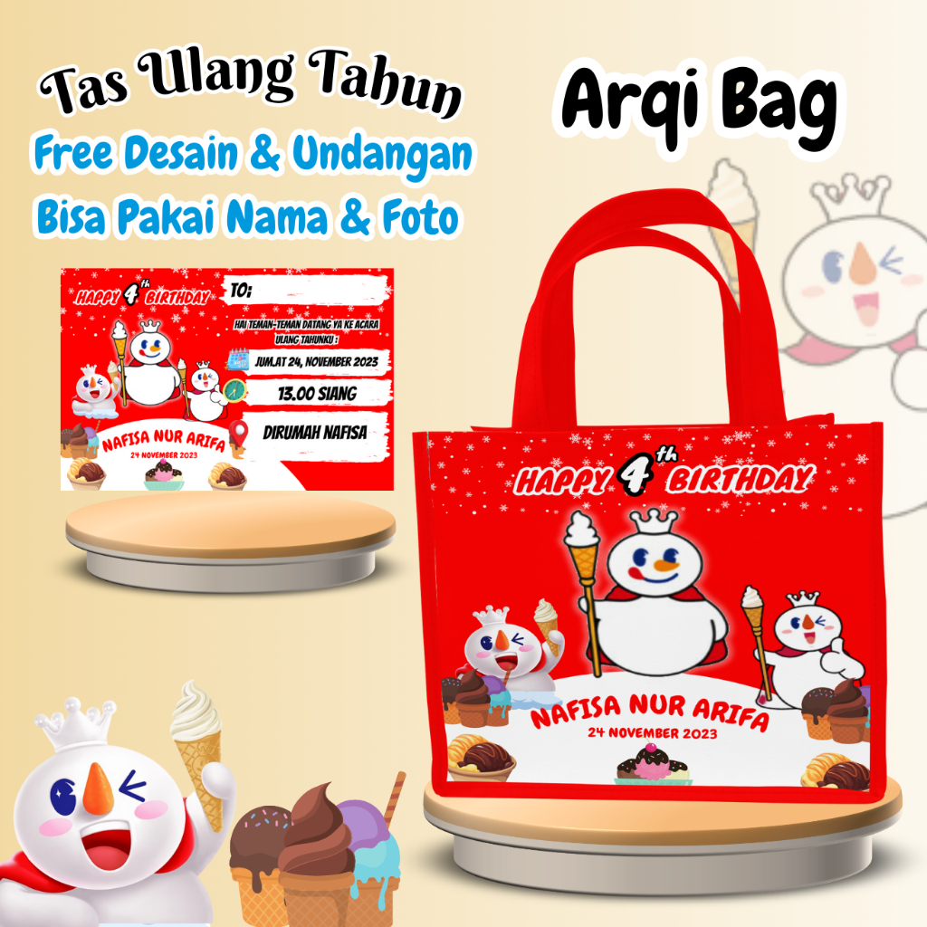 

100 Tas Free Undangan Ulang Tahun Anak Bisa Custom Goodiebag Murah Muat Box Kfc