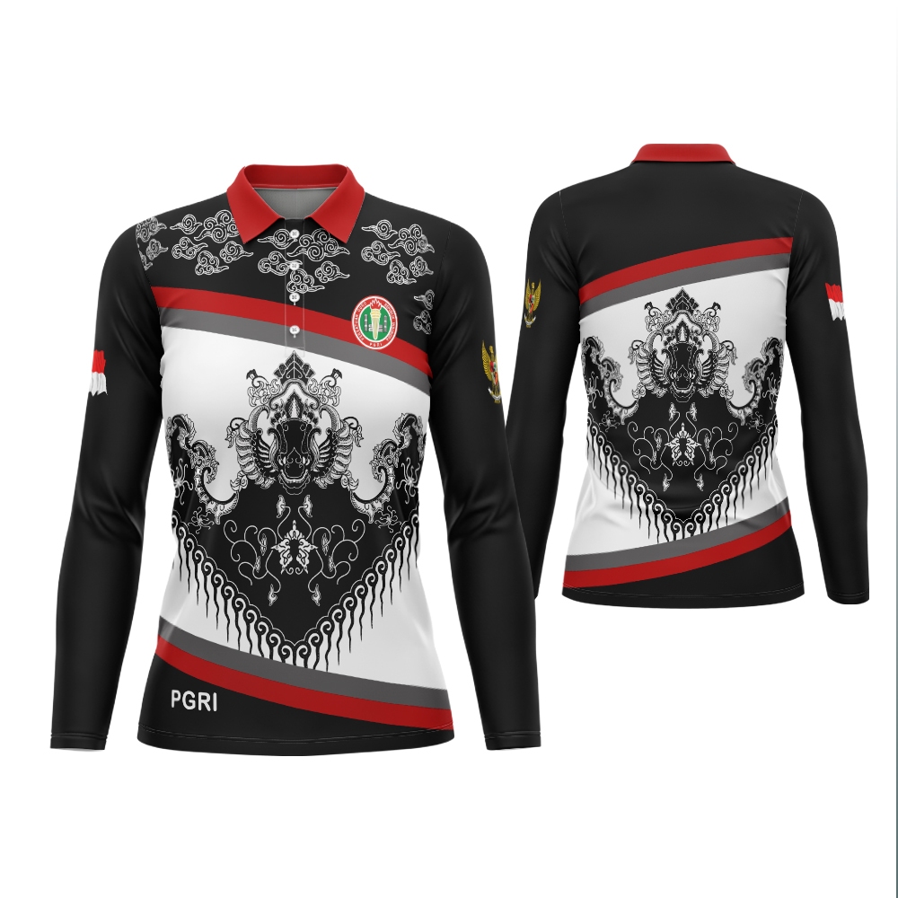 Baju PGRI Wanita / Baju Guru Seragam PGRI Wanita Berkerah / Kaos Jersey PGRI Wanita Fullprint