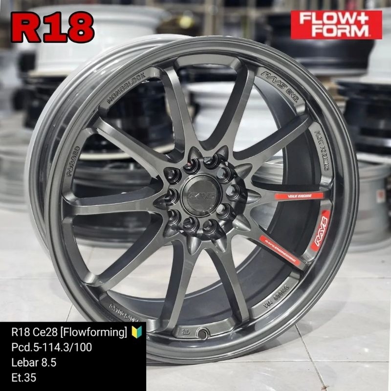 velg racing volk rays ce28 ring 18 lebar 8,5 et35 untuk innova terios xpander veloz civic impreza ou