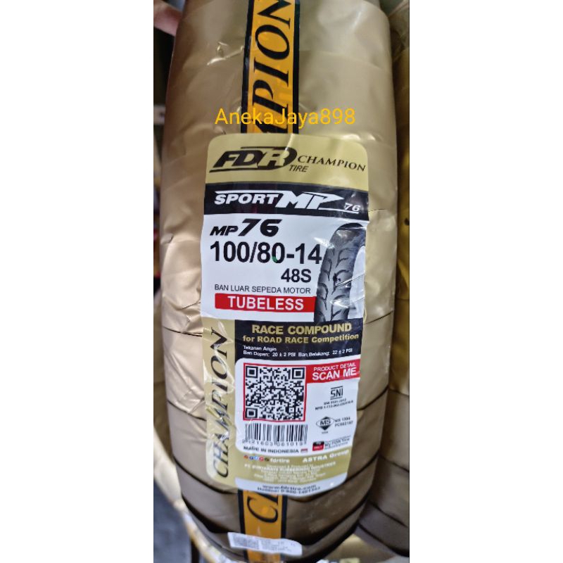 Ban 100/80-14 FDR sport mp 76 / mp 27 tubeless racing. 100 80 14