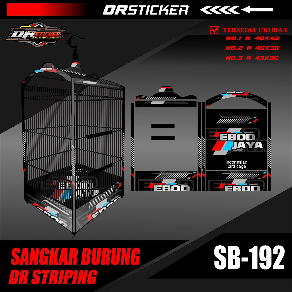 Stiker Decal Sangkar Burung Kotak, Kosan, Persegi, Ebod No. 1, 2, 3 Sangkar kacer,pentet EBOD JAYA