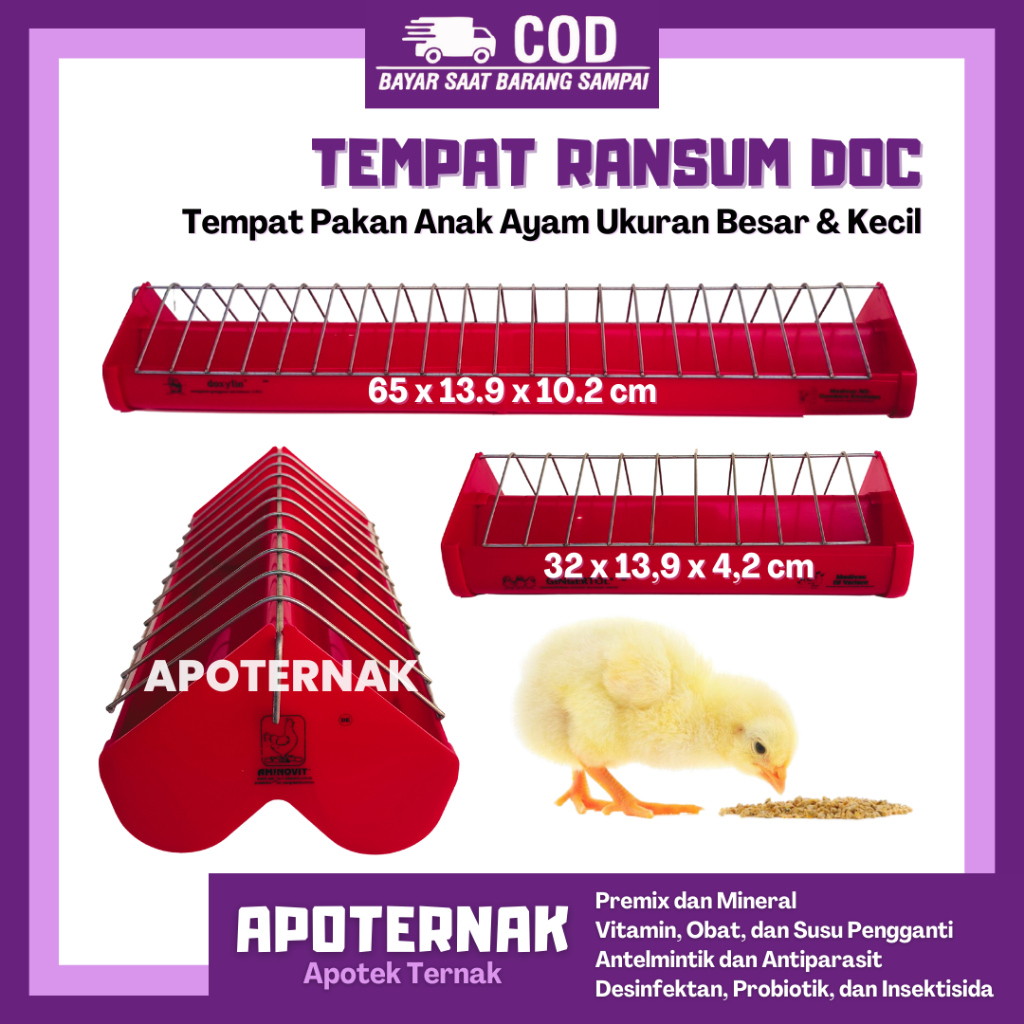TEMPAT RANSUM DOC MEDION | Tempat Pakan Makan Ayam DOC | DOC FEEDER MERAH BESAR