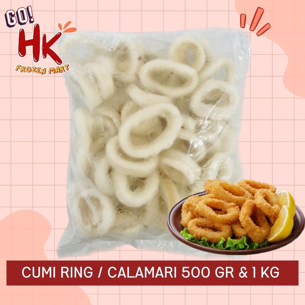 

Cumi Ring Calamari 500gr 1 KG | cumi frozen kupas bersih squid tube HK Frozen Mart