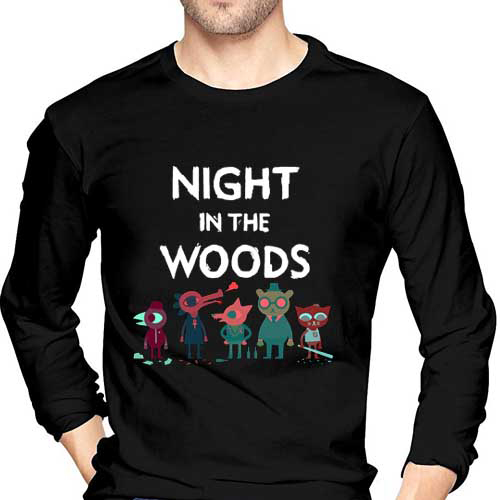 Kaos Tangan Panjang Night In The Woods Tshirt 100% Cotton Black Kombed 30s