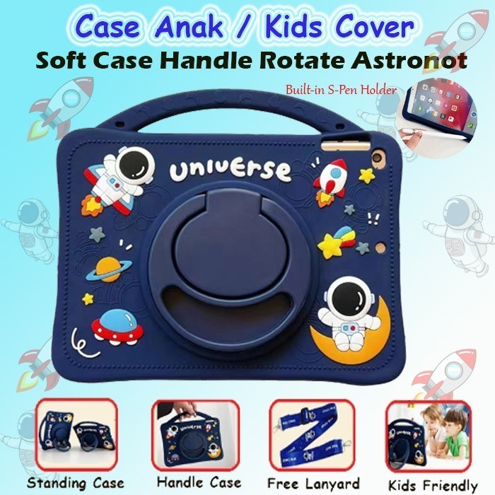 Samsung Galaxy Tab S6 Lite / Tab A8 LTE 2022 X200 X205 Softcase Tali Selempang Motif Casing Anak 360