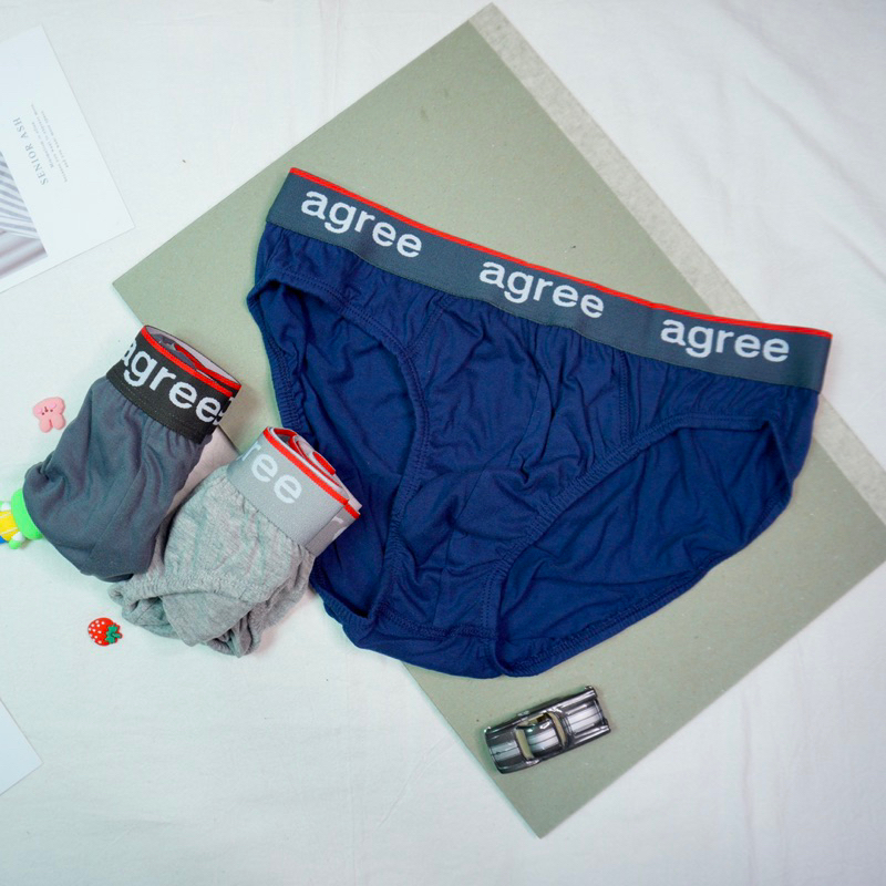 (3Pcs) Box Celana Dalam Pria Agree Sports 2322 Briefs Katun Karet Lebar Millenials