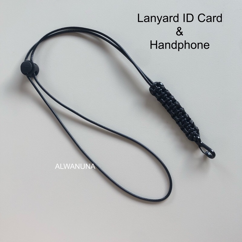Handmade basic kalung tali gantungan strap lanyard hp id card adjustable kulit waterproof paracord h