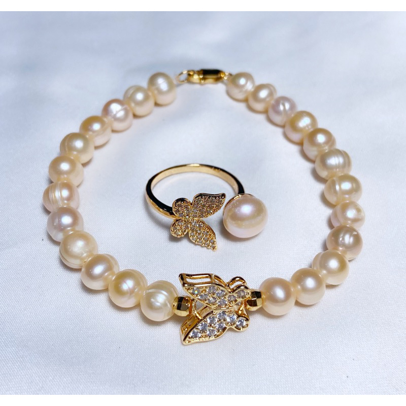 Set lapis emas mutiara lombok asli bersertifikat Mutiara asli bersertifikat Aksesoris fashion mutiar