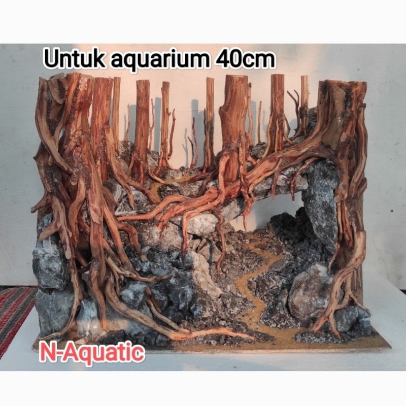 Hardscape jungle kontes, untuk tank 40cm , FREE PACKING KAYU