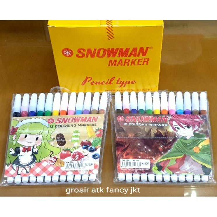 

↔✢❅ PW12A Spidol 12 Warna Snowman Marker PW-12A Kecil