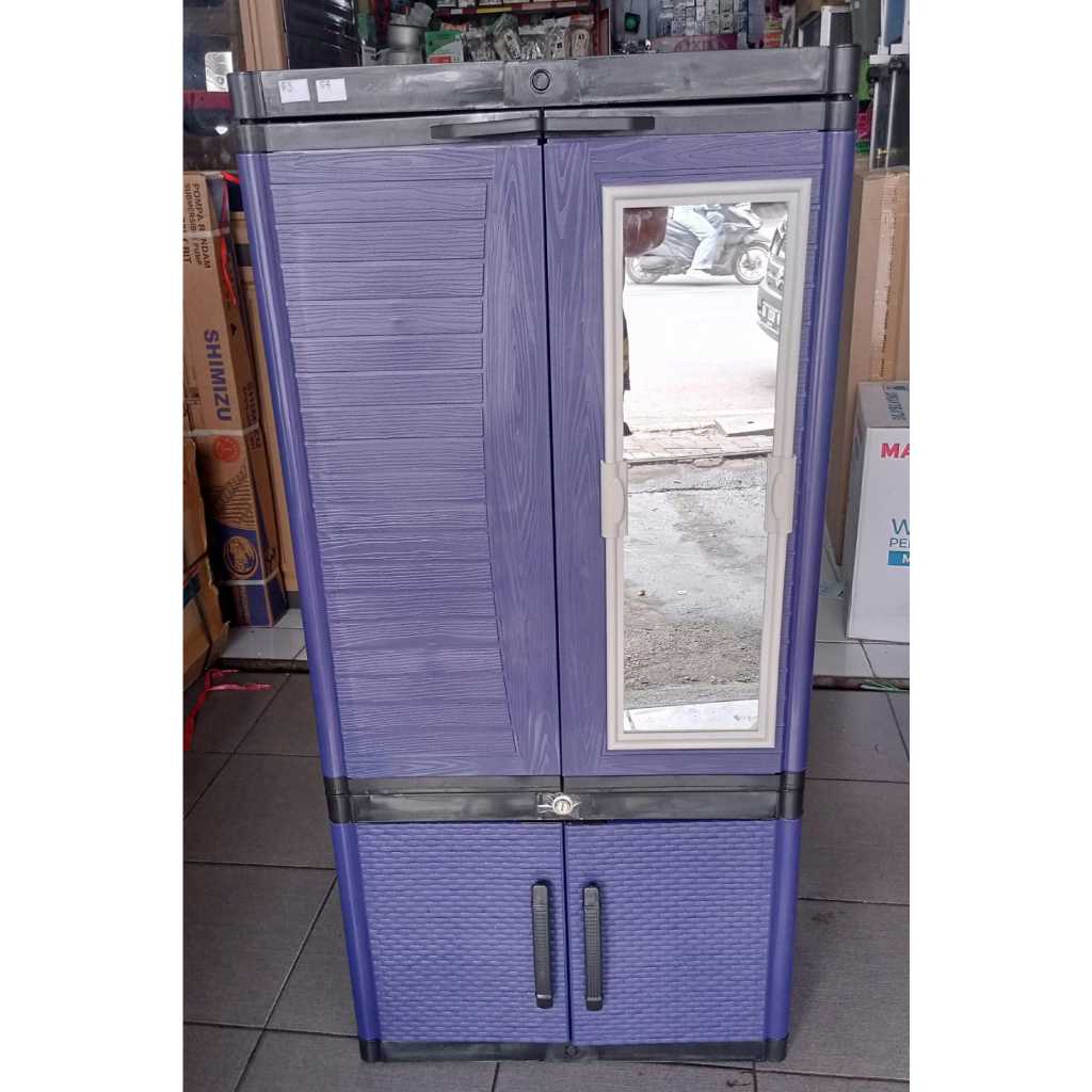 lemari plastik lemari pakain s3 pintu kaca