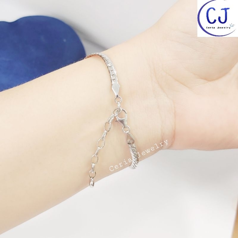 Gelang Perak Asli Silver 925 Lapis Emas Putih Asli Rantai Madonna Kwalitas Super - Perhiasan Perak Wanita Anti Karat