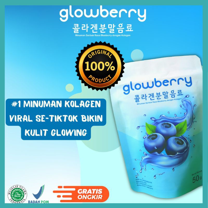 [BISA COD] Glowberry Minuman Serbuk Kolagen Rasa Blueberry 100% Original bukan Glughava Colaberry Gl