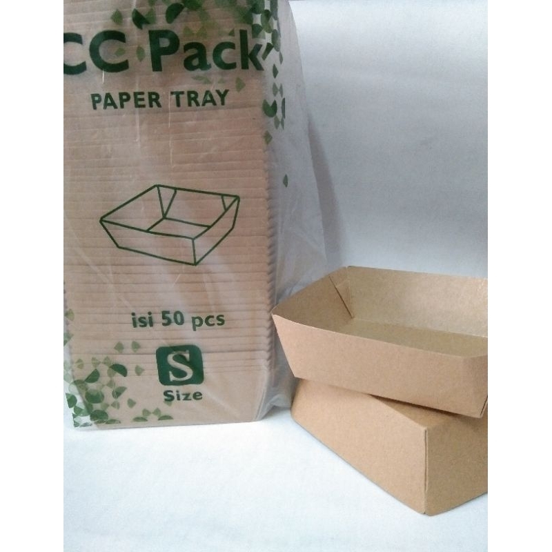 PAPER TRAY COKLAT LAMINASI / PAPER LUNCH BOX KRAFT TANPA TUTUP / UKURAN S