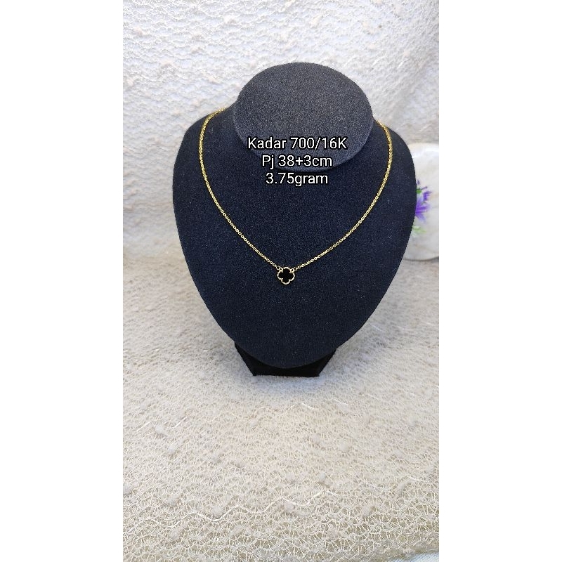 EMAS KALUNG LIONTIN SET EMAS ASLI 16K KADAR 700 KALUNG BUNGA VNCLF KALUNG BRANDED EMAS ASLI KALUNG V