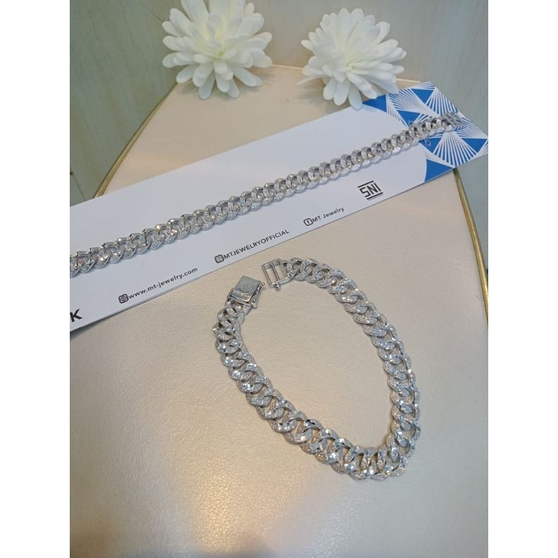 Gelang rantai sisik naga padat mas 22 mas putih