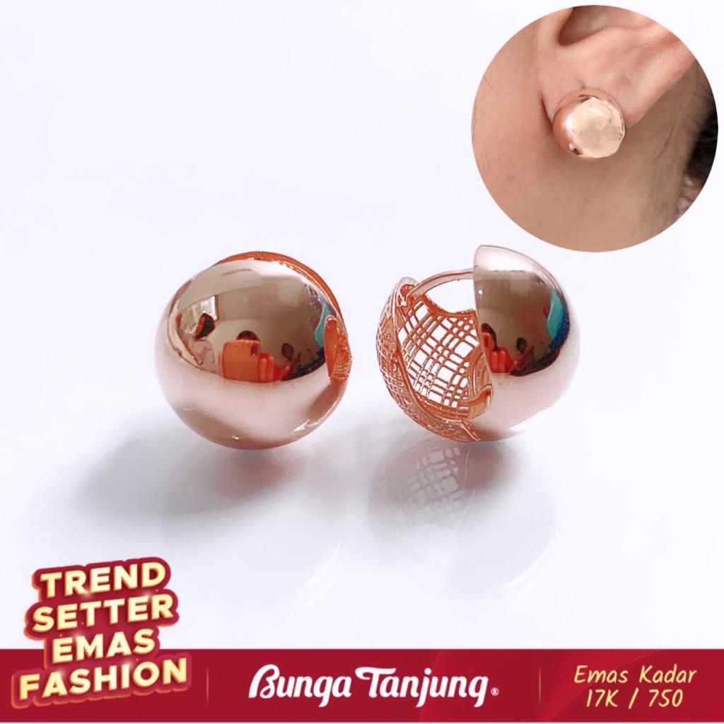 ANTING KLIP BULAT - EMAS 17K - BUNGA TANJUNG GOLD